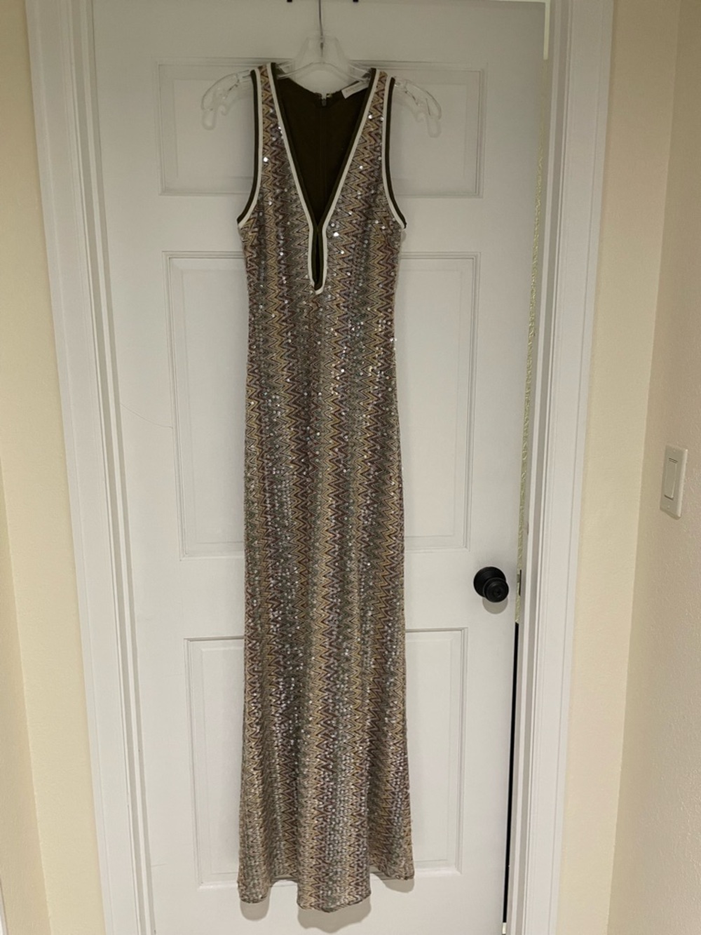 Ramy Brook Sleeveless Sequin Chevron Maxi Dress NWOT